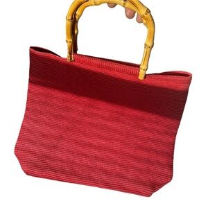 San Diego hat co. Square bamboo handle textured bag